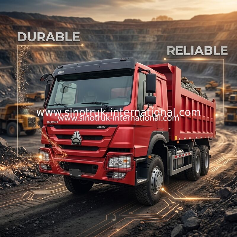 SINOTRUCK ホウ・ティッパーダンプトラック 380hp 6 × 4 20CBM ボックス10ホイール 角を砕く鉄