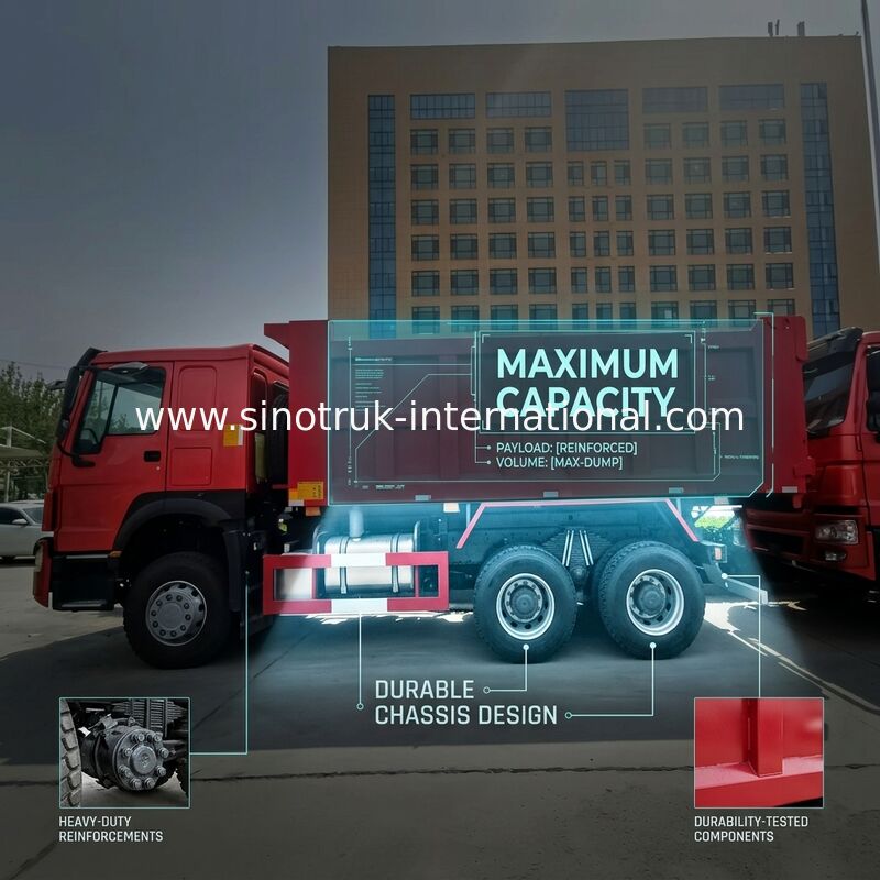 赤い色のSINOTRUK HOWOのダンプカーのダンプ トラックRHD 6×4 336HP