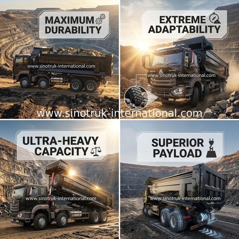 黒いHowoの採鉱のダンプカーのダンプ トラック20-50Tons 8 x 4ユーロ2 400Hp