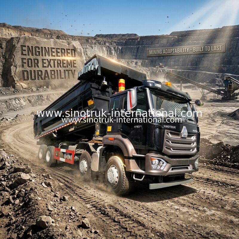 Sinotruk HOWOのダンプカーのダンプ トラック8X4 371hp 12の車輪黒いN7 ZZ3317V386JB1R