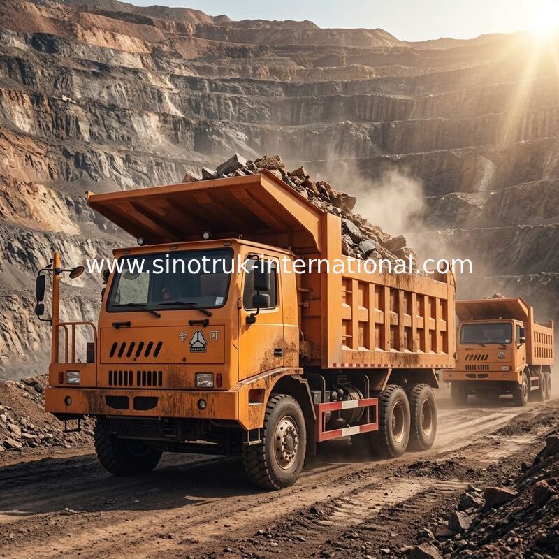 6X4 LHD鉱山のダンプカーのダンプ トラック371HP採鉱産業のためのSINOTRUK 70トンのHOWO
