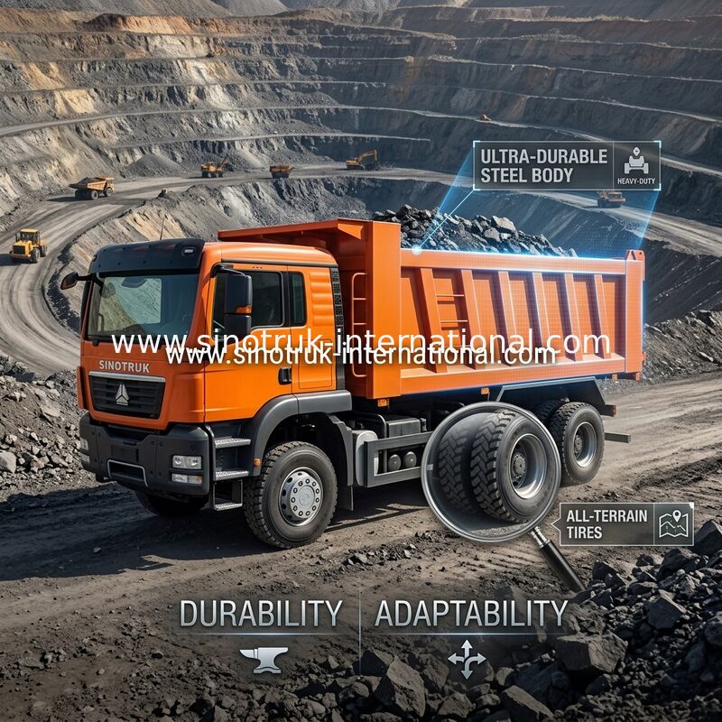 オレンジSinotruk Howo 6 x 4のダンプカーのダンプ トラック新しい371HP LHD