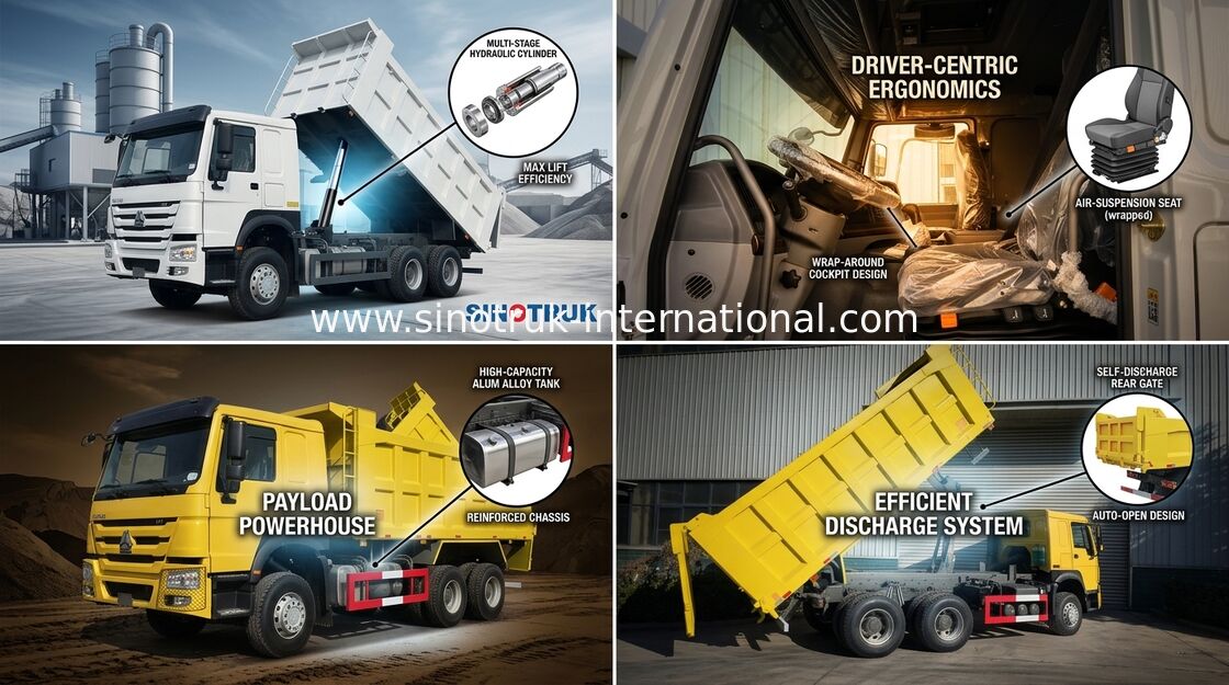 Sinotruk Howo 6 x 4 10車輪のダンプカーのダンプ トラック400hpの中間に持ち上がること