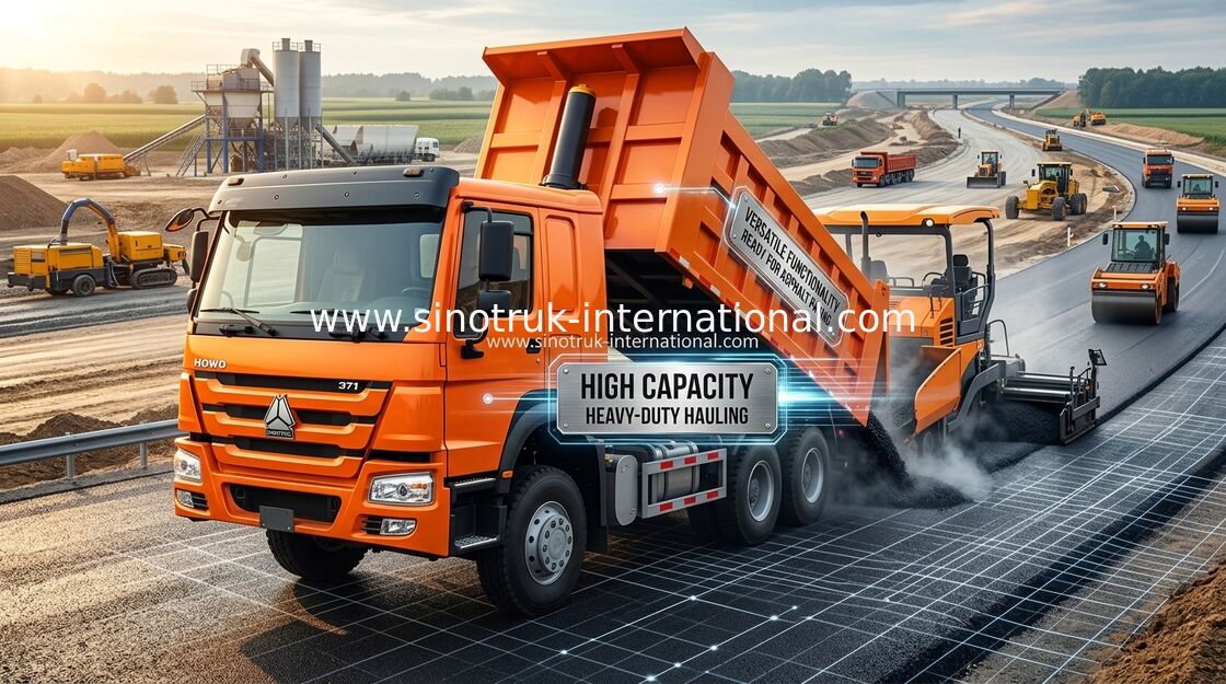 オレンジSinotruk Howoのダンプ トラック371 HP 12の車輪LHDの高い積載量