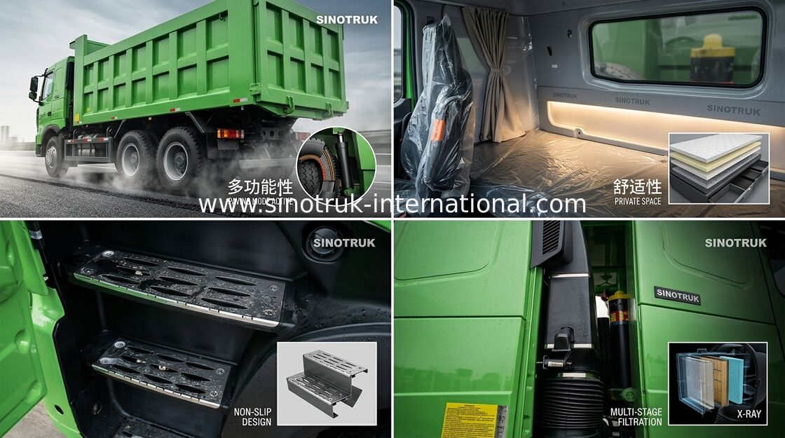 SINOTRUK HOWOのダンプ トラックA7のRHD前部持ち上がる油圧装置30 - 40トンの6X4