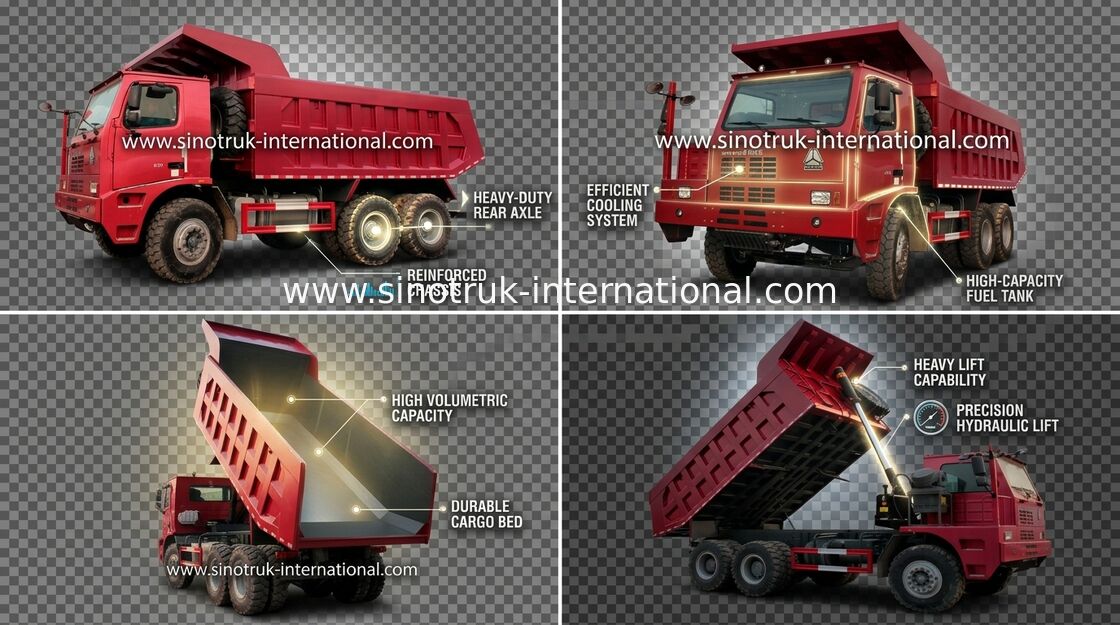 ダンプカーのダンプ トラック SINOTRUK HOWO 70 採鉱 LHD 6X4 371HP 70tons ZZ5707S3840AJ