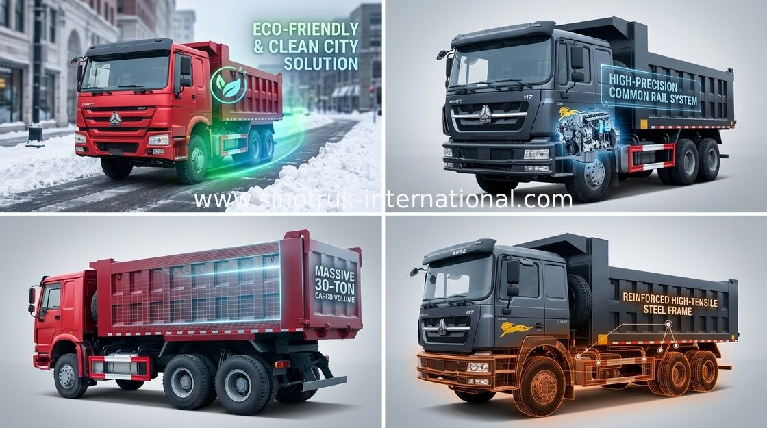 ダンプカーのダンプ トラック SINOTRUK HOWO 10 は 371HP 負荷 25-40tons 10-25CBM 商品を動かします