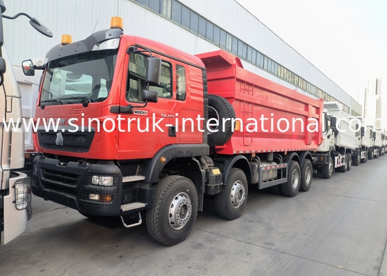 Sinotruk Howo トンパーダンプトラック Tx 400hp ユーロ 2 8 × 4 Lhd U形貨物箱 赤