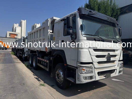 SINOTRUK Engine 371HP 6 × 4  LHD HOWO Dump Truck  White 19-20CBM  Middle Lifting