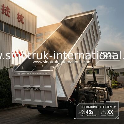SINOTRUK HOHAN Howo ダンプトラック ミドルリフティング Weichai エンジン 6 × 4 LHD 長方形カーゴボックス 白 19-20CBM