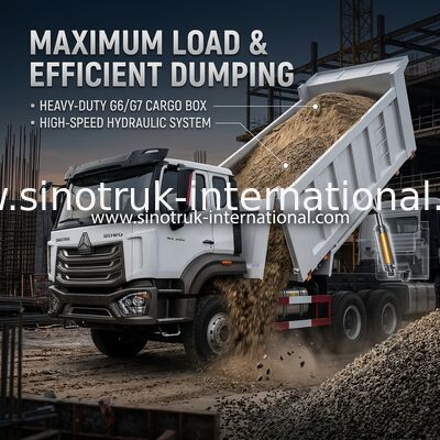 SINOTRUK HOHAN HOWO 380HP LHD ティッパーダンプトラック 6X4 パターンスタイルの貨物箱